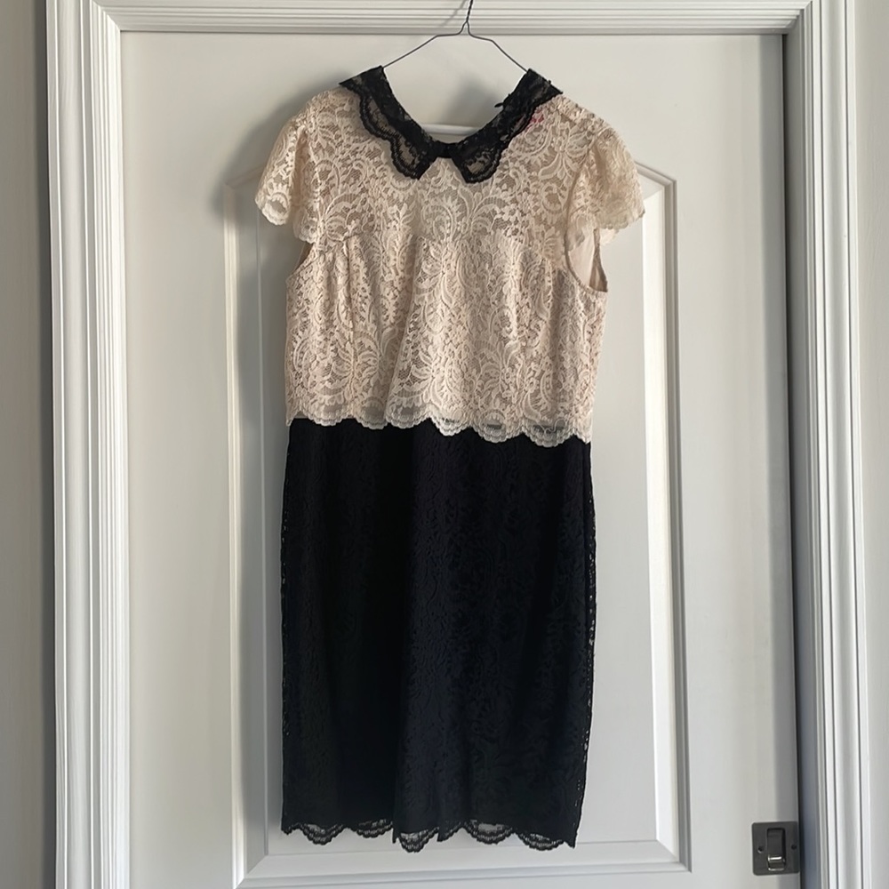 Betsy Johnson lace two tone dress. Black and white